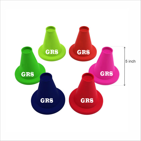 GRS Sports Cricket Batting Tee - Durable TPR Material | Cricket Cones for Exercise | Cricket Equipment Tee for Batting, Cricket Practice | Cricket Cones for Practice (Multicolor, Pack of 6)