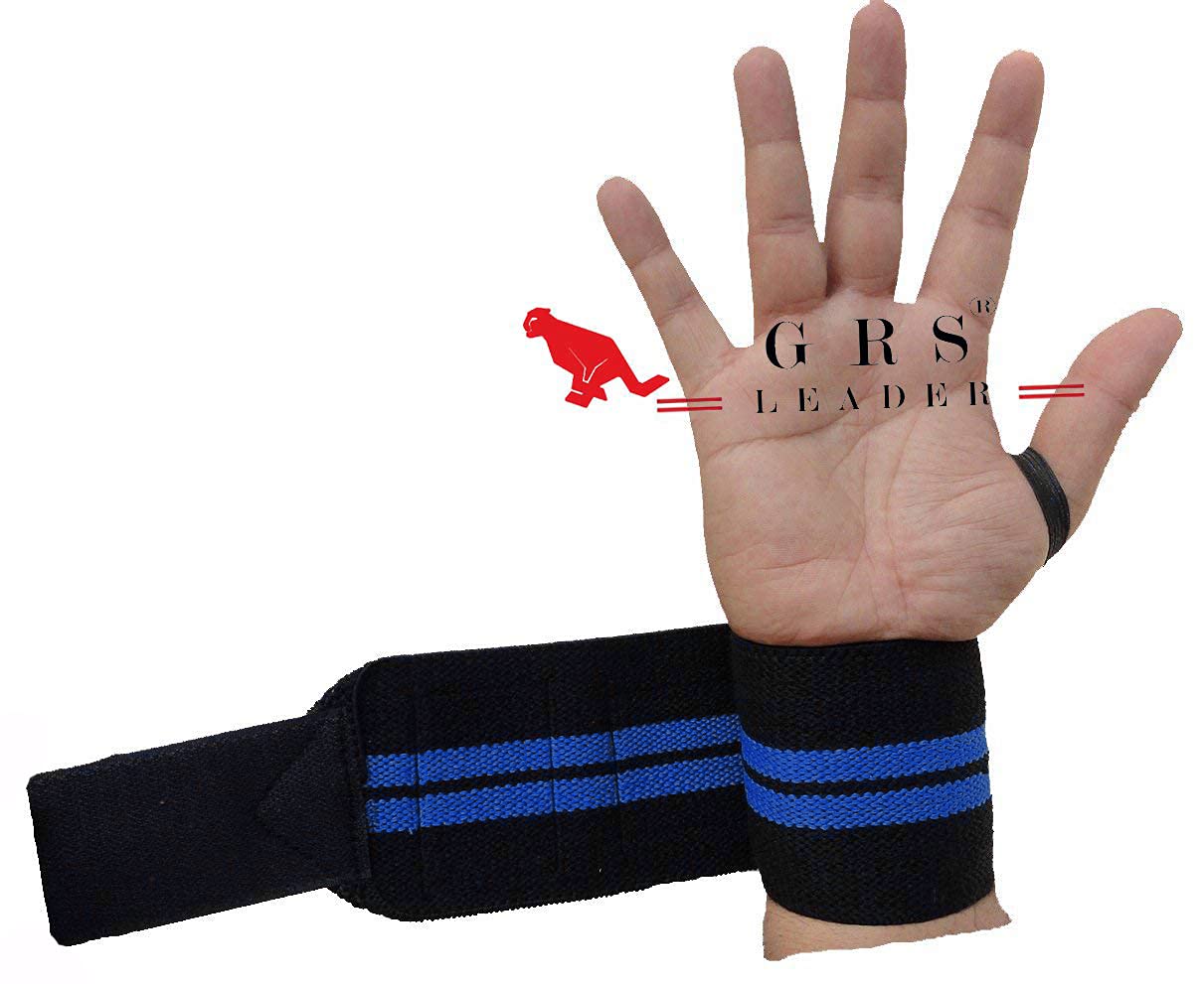 GRS® WBR01 Power Cotton Gym Support with Thumb Support Grip Gloves (Black)(SET OF 1)