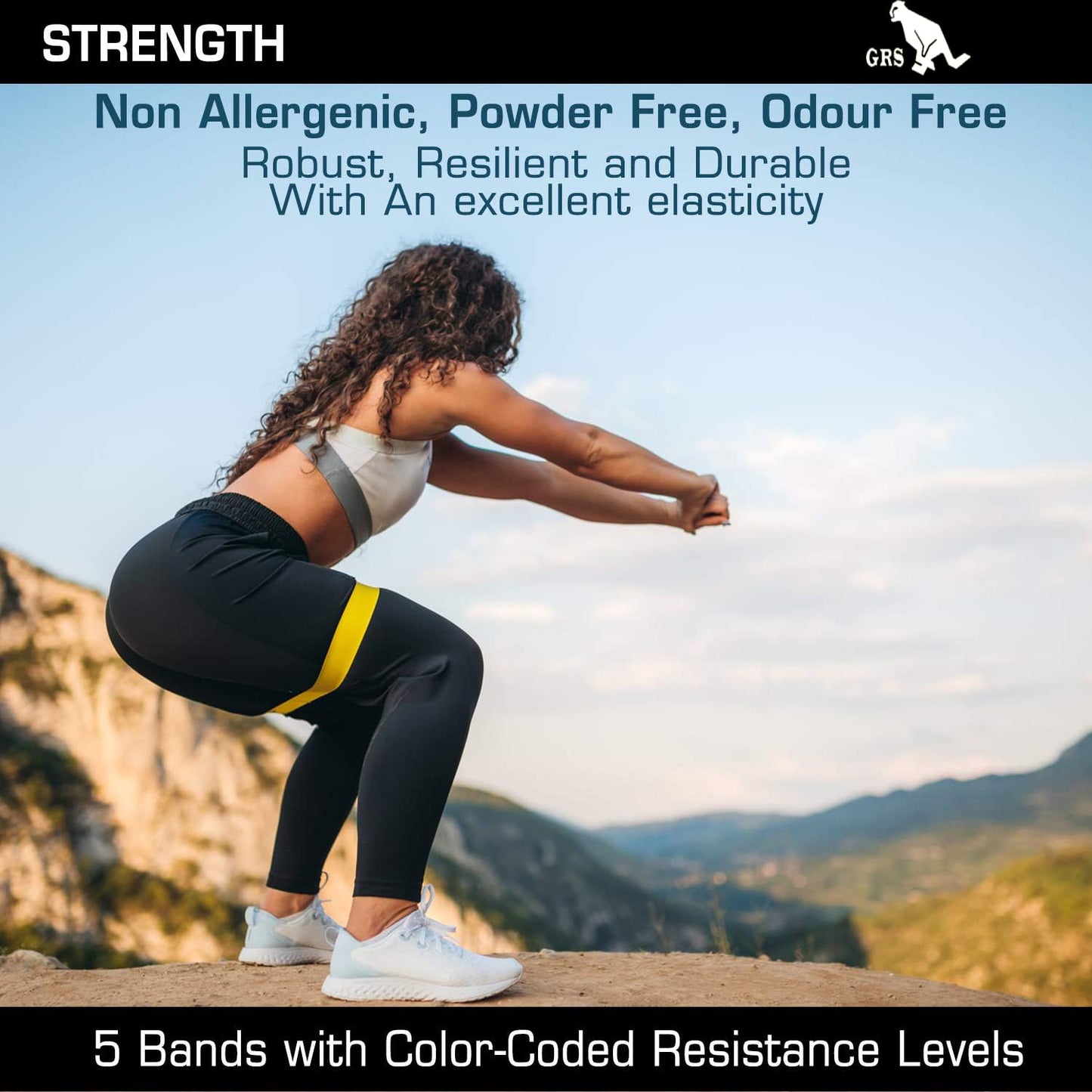 GRS Natural Latex Resistance Loop Bands | Smell-Free & Skin Friendly | Useful for Hips, Arms & Legs Workouts. Tear Resistant & Anti-Slip | Theraband for Fitness & Toning.