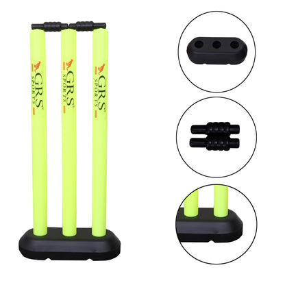 GRS Zone Heavy Grade Hard Plastic Cricket Bat with Wicket Set Floro & 1 Tennis Ball for Kids (Size 3, Age 6-10 Year Old Kids), Strong Plastic