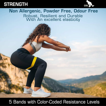 GRS Natural Latex Resistance Loop Bands | Smell-Free & Skin Friendly | Useful for Hips, Arms & Legs Workouts. Tear Resistant & Anti-Slip | Theraband for Fitness & Toning.