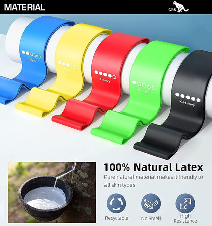 GRS Natural Latex Resistance Loop Bands | Smell-Free & Skin Friendly | Useful for Hips, Arms & Legs Workouts. Tear Resistant & Anti-Slip | Theraband for Fitness & Toning.