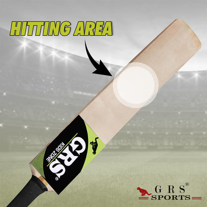 GRS KidsZone Popular Willow Cricket Bat with Wicket Set & 1 Tennis Ball for Kids (Size 3, Age 6-10 Year Old Kids) Multicolor